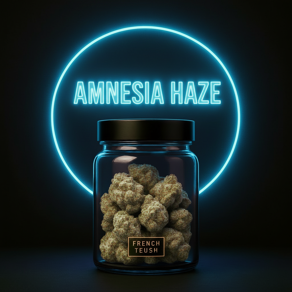 Amnesia Haze CBD Product Visual - Blue Neon